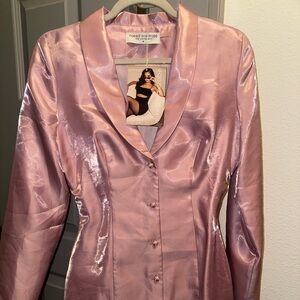 Naked Wardrobe Pink Satin Women's Blazer Dress